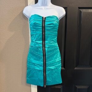 Rubber Ducky Productions Blue Strapless Ruched Bodycon Dress